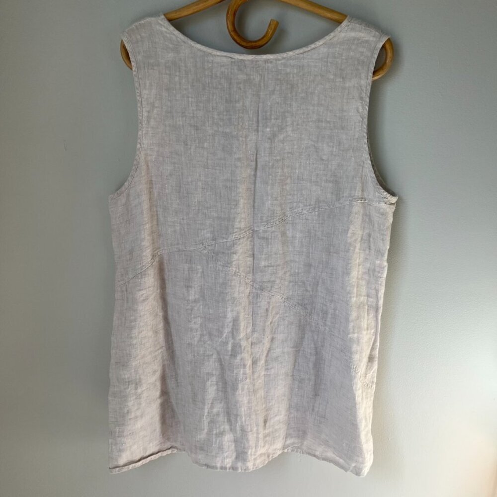 Cynthia Rowley Pale Beige Linen Scoop Neck Tank - Picture 3 of 3